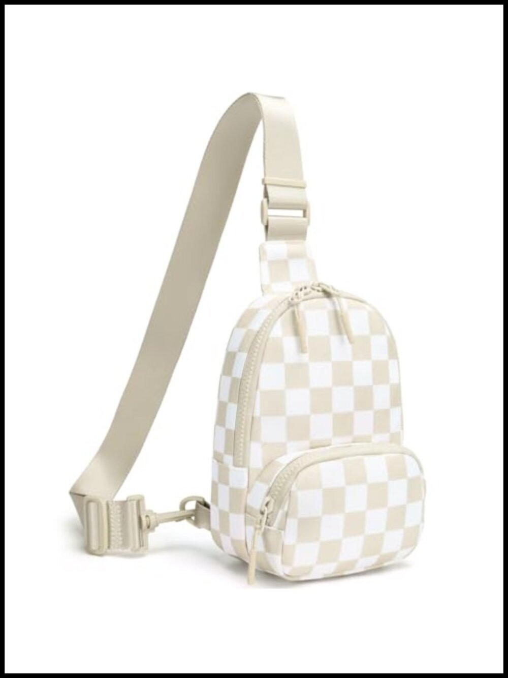 Nylon Crossbody Sling Bag Checkered Waist Pack Purse Travel
